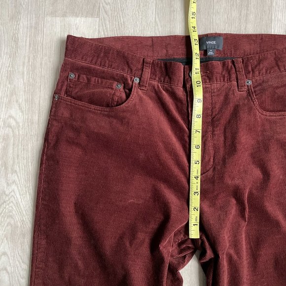 Vince Men’s Corduroy Five Pocket pants Slim Straight Fit Brick Red Size 36 - Picture 10 of 11